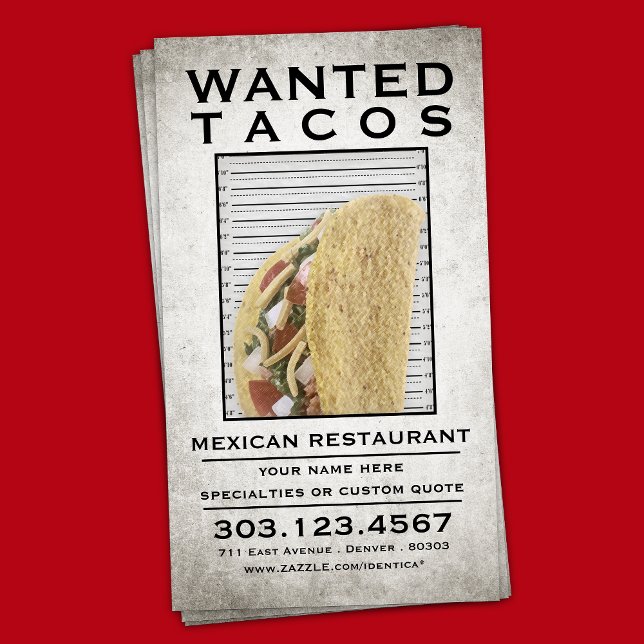 tacos wanted poster business card (Creator Uploaded)