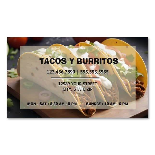 🌮 Tacos Y Burritos Magnetic Business Card (Front)