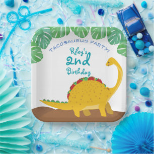 Tacosaurus Birthday Party - dinosaur and tacos!  Paper Plate