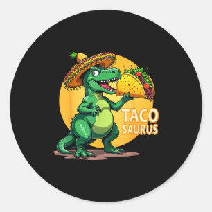 Tacosaurus cinco de mayo fiesta t-rex sombrero classic round sticker