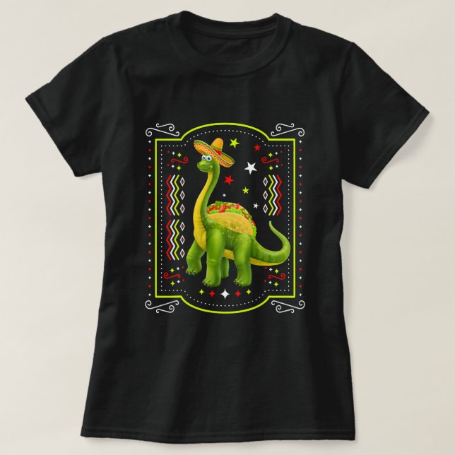 Tacosaurus Cinco De Mayo Shirt Funny Taco Dinosaur (Design Front)