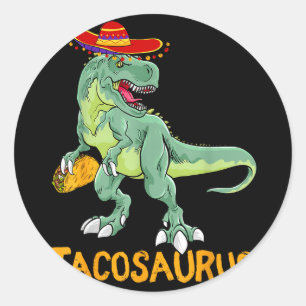 Tacosaurus taco mexican food funny dino cinco de classic round sticker