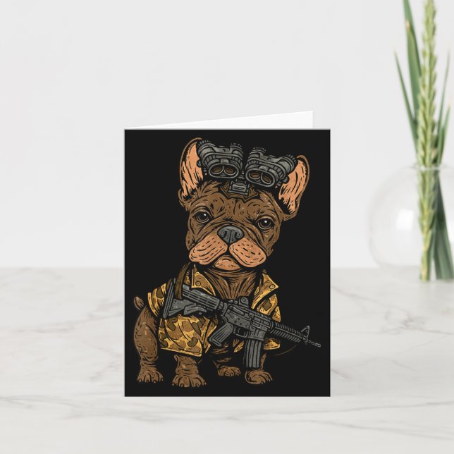 Tactical Frenchie Funny Dog Bulldog With Nvg Meme  Card (Front)