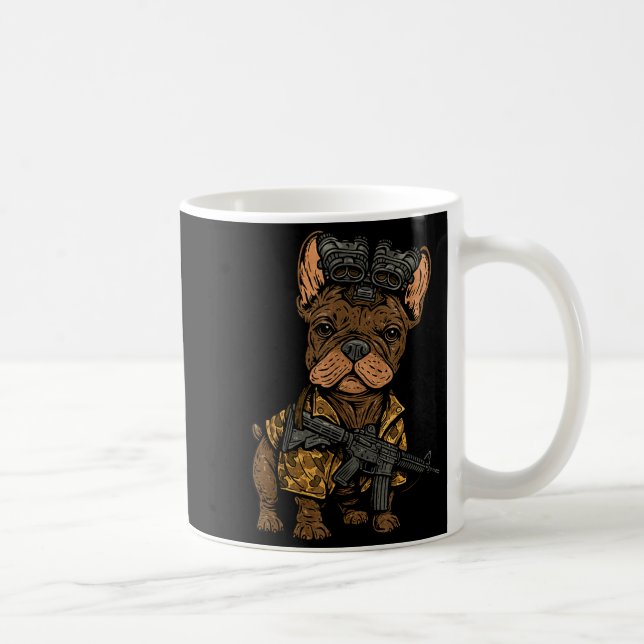 Tactical Frenchie Funny Dog Bulldog With Nvg Meme  Coffee Mug (Right)