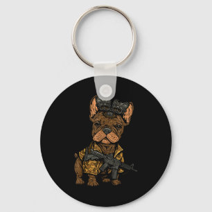 Tactical Frenchie Funny Dog Bulldog With Nvg Meme Key Ring