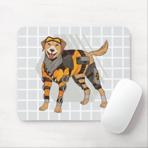 Tactical Futuristic Dog Grid Mouse Pad