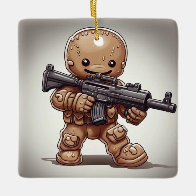 Tactical Gingerbread Man Ceramic Ornament (Front)