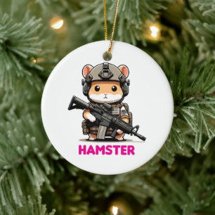 Tactical Hamster Ceramic Ornament