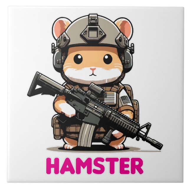 Tactical Hamster Ceramic Tile (Front)