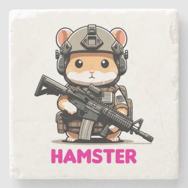 Tactical Hamster Stone Coaster (Front)
