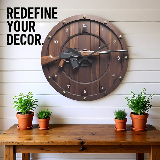 Tactical Rifle Wood Grain Large Clock (Creator Uploaded)
