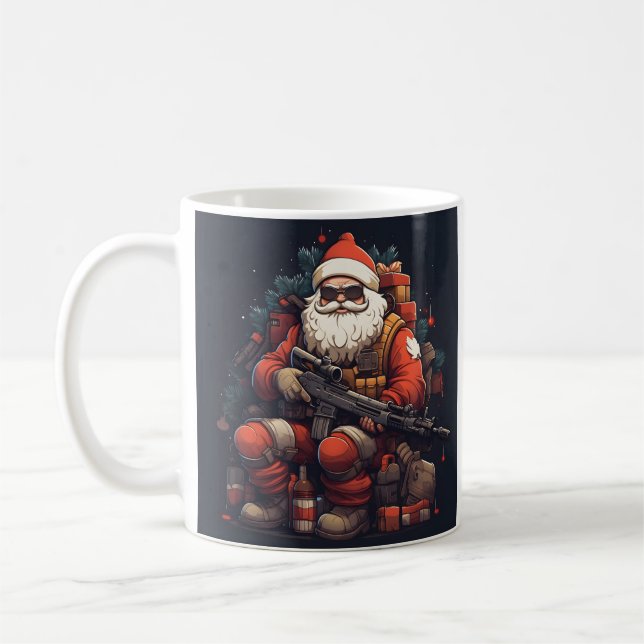 Tactical Santa Claus holiday Coffee Mug  (Left)