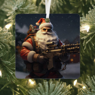 Tactical Santa Claus holiday Metal Tree Decoration