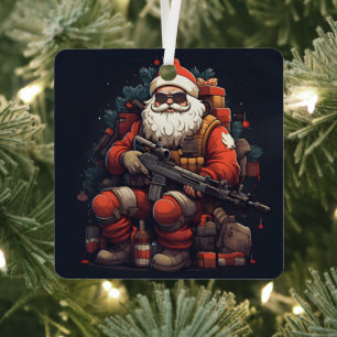Tactical Santa Claus holiday Metal Tree Decoration