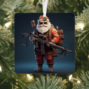 Tactical Santa Claus holiday Metal Tree Decoration