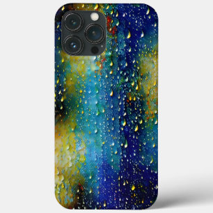 Tactile Blue Yellow Aqua Rain Drops Composition iPhone 13 Pro Max Case