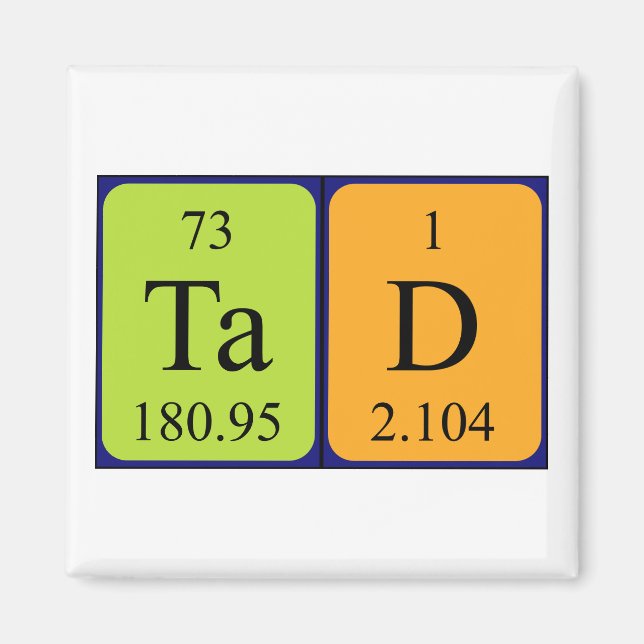 Tad periodic table name magnet (Front)
