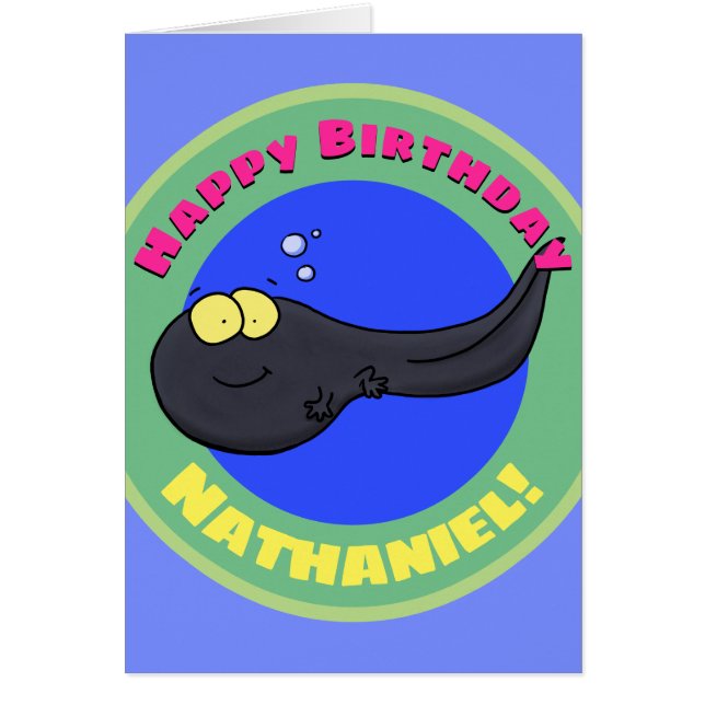 Tadpole cute cartoon birthday greeting card (Front)