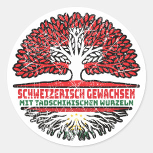 Tadschikistan Tadschikisch Schweizer Schweiz Baum Classic Round Sticker