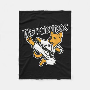 Tae Kwon Do Dog Korean Martial Arts Flying Kick Fleece Blanket