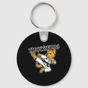 Tae Kwon Do Dog Korean Martial Arts Flying Kick Key Ring