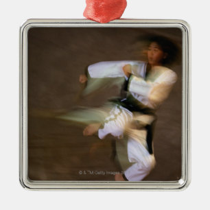 Tae Kwon Do Leap Kick Metal Ornament