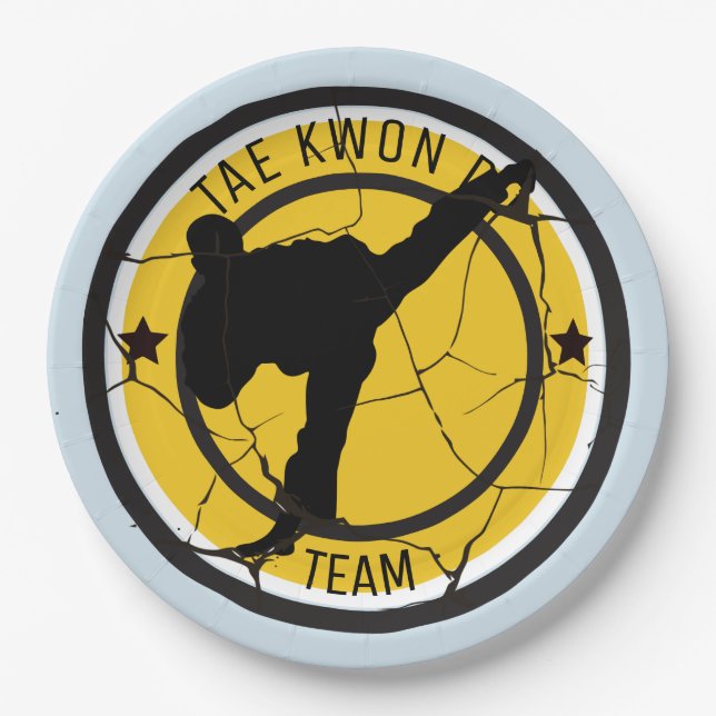Tae Kwon Do	Silhouette of Tae Kwon Do fighter. Paper Plate (Front)