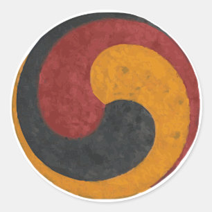 Taegeuk in red, black and gold classic round sticker