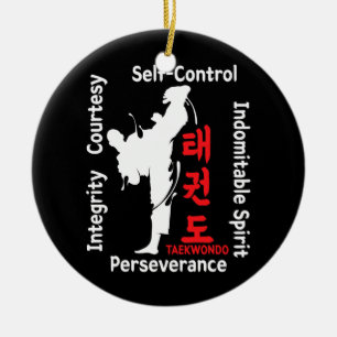 Taekwondo 5 Tenets Martial Arts ATA ITF Tae For Ceramic Ornament