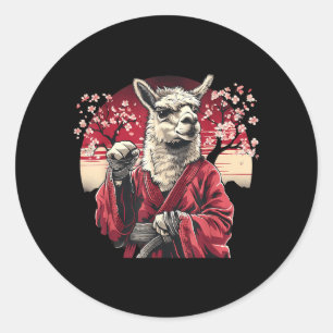 Taekwondo Alpaca Sakura Tree Martial Arts Judo Classic Round Sticker