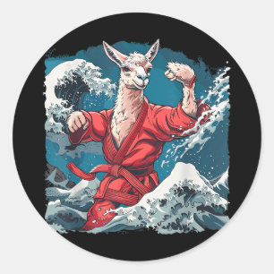 Taekwondo Alpaca Waves Kickboxing Judo Mma Alpaca Classic Round Sticker