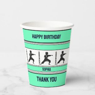 Taekwondo Birthday Gift, Taekwondo Girl Player Pap Paper Cups