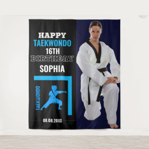 Taekwondo Birthday, Girl Player Backdrops Tapestry