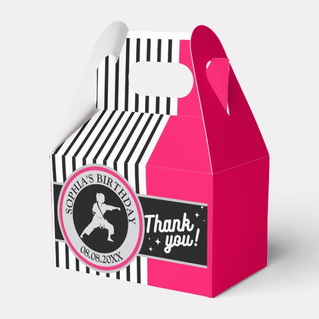 Taekwondo Birthday Party, Taekwondo Girl Player Fa Favour Box (Front Side)