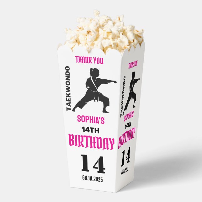 Taekwondo Birthday Party, Taekwondo Girl Player Favour Box (Popped)