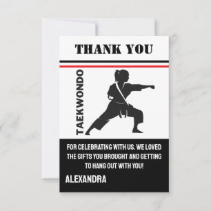 Taekwondo Birthday Party, Taekwondo Girl Player  Thank You Card