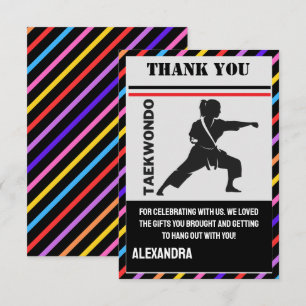 Taekwondo Birthday Party, Taekwondo Girl Player  Thank You Card