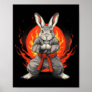 Taekwondo Bunny Rabbit Kickboxing Jiu-Jitsu Kung Poster