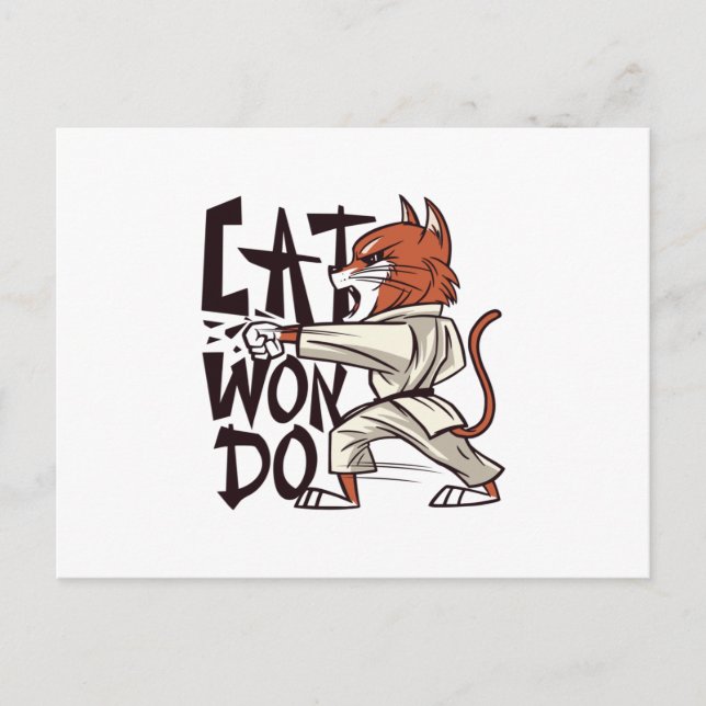 Taekwondo Cat Postcard (Front)