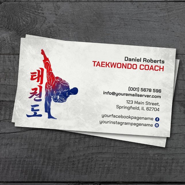 Taekwondo Coach - Martial Artist and Hangul Symbol Business Card (Creator Uploaded)