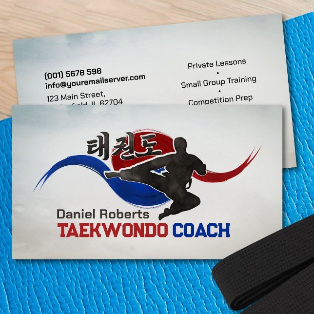 Taekwondo Coach - Taegeuk and Hangul Symbol Business Card (Creator Uploaded)