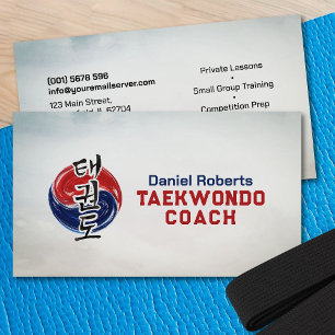 Taekwondo Coach - Taegeuk and Hangul Symbol Business Card