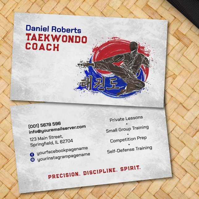 Taekwondo Coach - Taegeuk and Hangul Symbol Business Card (Creator Uploaded)