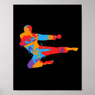 Taekwondo Colourful Martial Arts Men Kids Boys Kar Poster