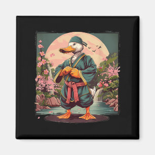 Taekwondo Duck Sakura Sunset Mma Mount Fuji Magnet