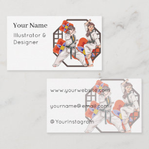 Taekwondo Duo: Practice and Traditional Discipline Business Card