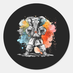 Taekwondo Elephant Kickboxing Animall Jiu-Jitsu Classic Round Sticker