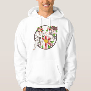 Taekwondo Fight: Dynamic Duel in Flowers Hoodie
