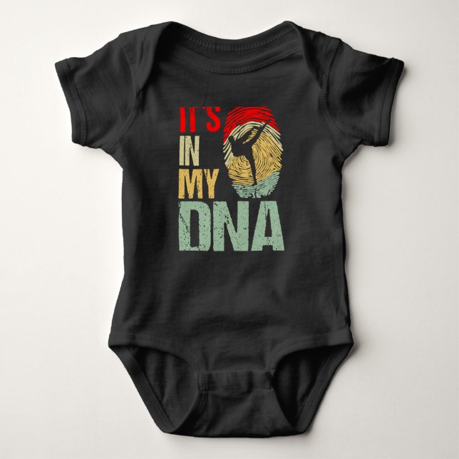 Taekwondo Fighter it´s in my DNA Fingerprint Retro Baby Bodysuit (Front)
