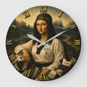 Taekwondo Funny Mona Lisa Martial Arts Gift Large Clock